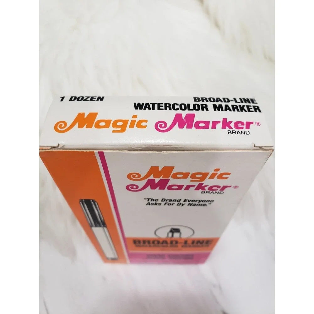 BLUE 12 Vintage MAGIC MARKER Box Of 12 Watercolor Broad Line Liquid Crayons